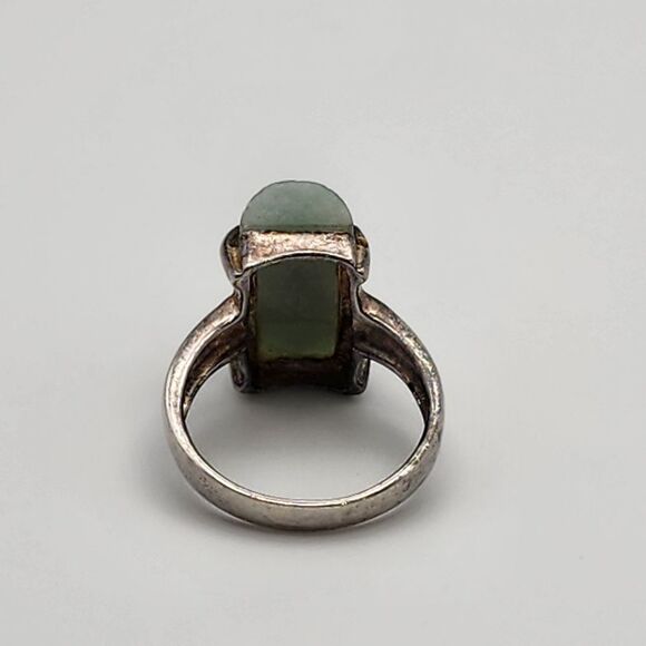 Sterling Silver & Cylindrical Jade Ring (6.5) - Picture 7 of 8
